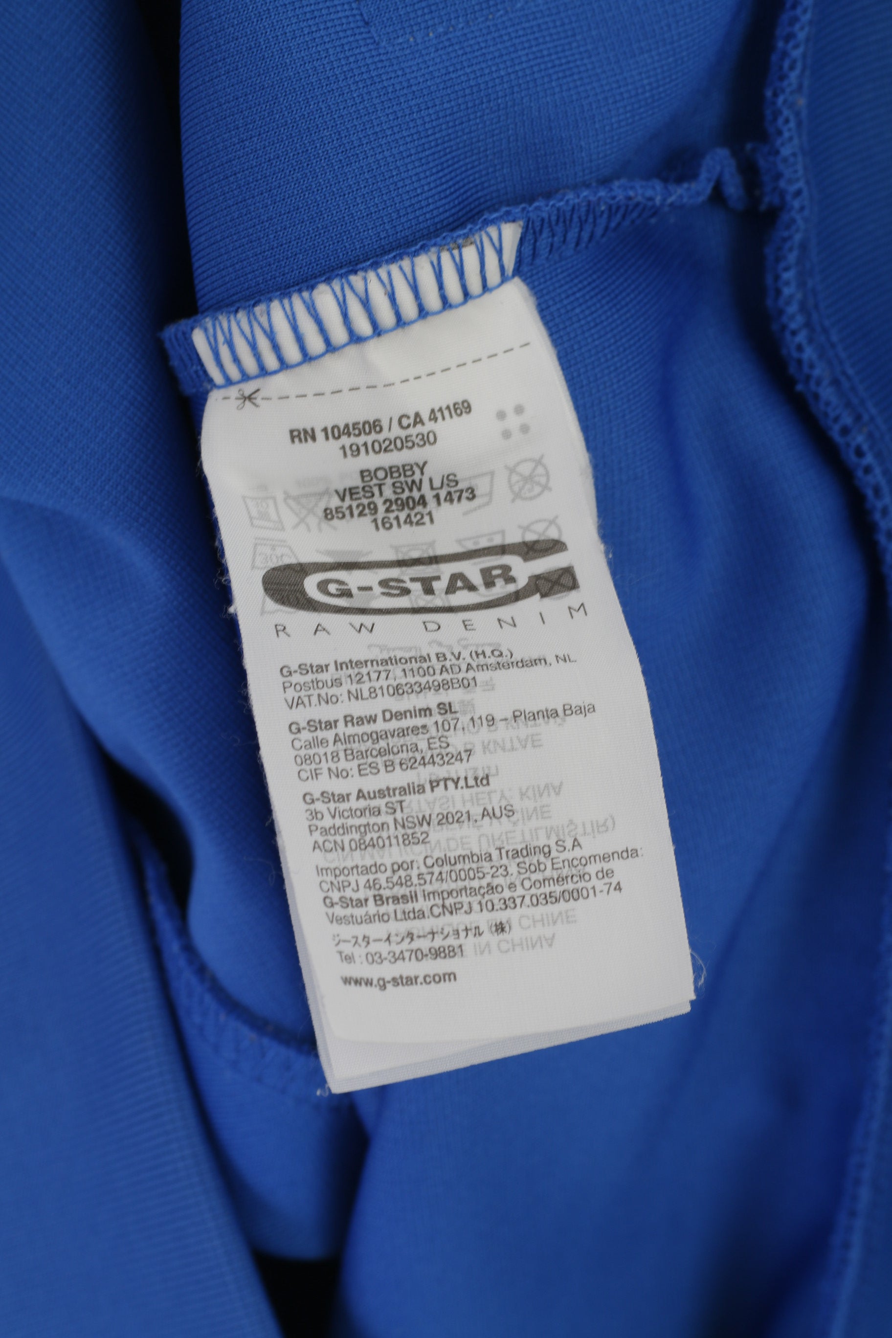 G-Star Raw Men XL (L) Sweatshirt Blue Shiny  Bobby Vest Full Zipper Sport Track Top