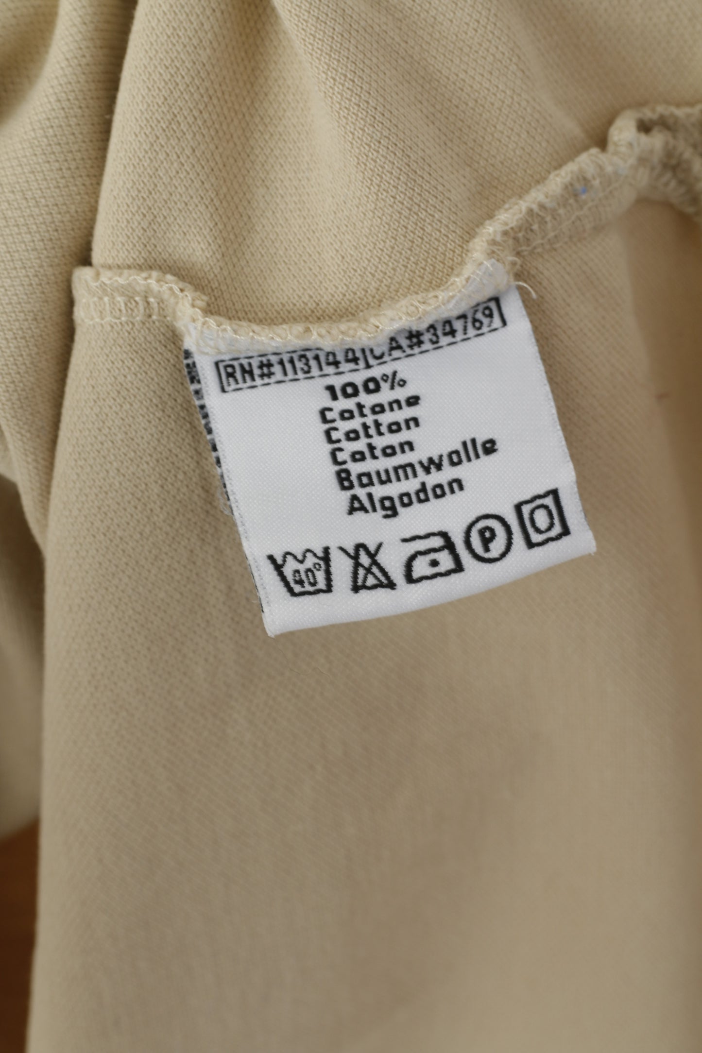Kappa Men XL Polo Shirt Beige Cotton Detailed Buttons Sportswear Plain Top