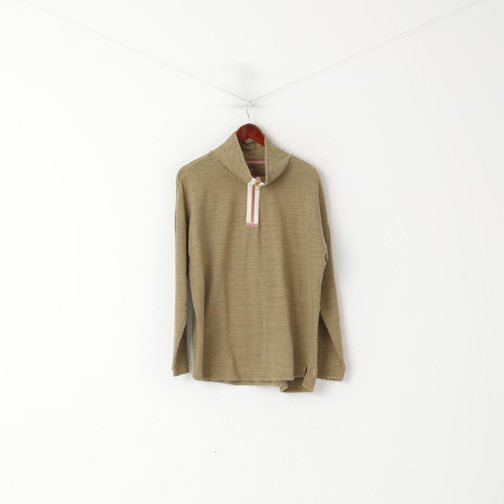 Felpa Tom Joule da donna 12 M. Top sportivo in morbido cotone con zip e collo kaki