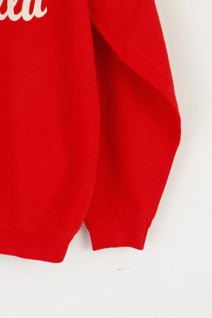 Fiocchi Italy Men L Sweatshirt Red Vintage Cotton Chinchilla Graphic 80s Unisex Jumper