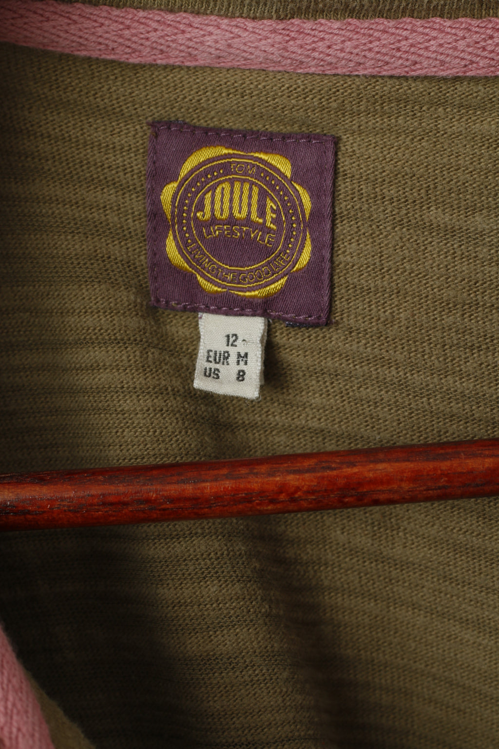 Felpa Tom Joule da donna 12 M. Top sportivo in morbido cotone con zip e collo kaki