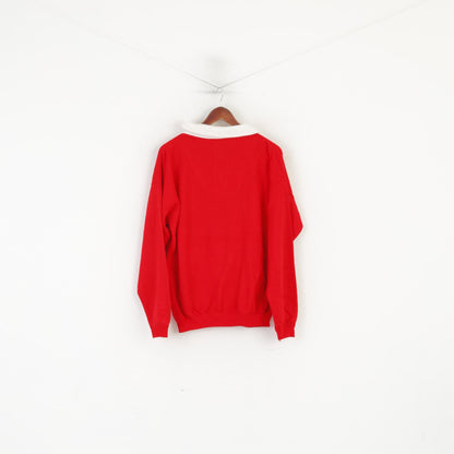 Fiocchi Italy Men L Sweatshirt Red Vintage Cotton Chinchilla Graphic 80s Unisex Jumper