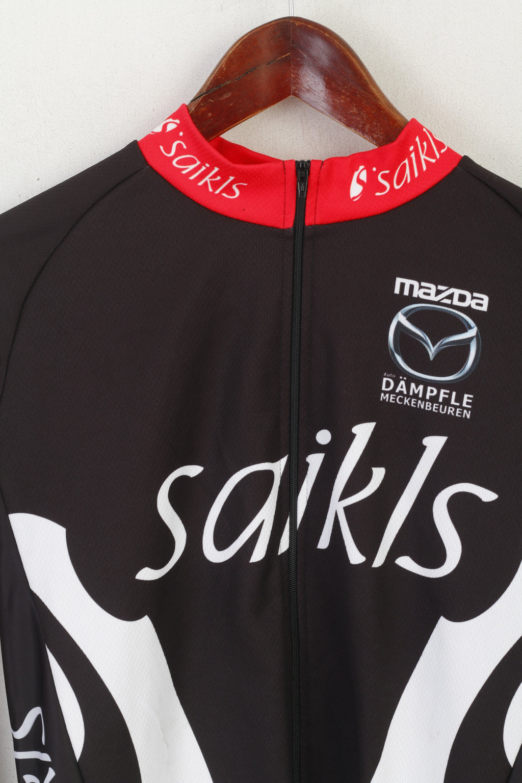 Saikls hommes chemise de cyclisme noir fermeture éclair complète vêtements de vélo Mazda Jersey haut à manches longues