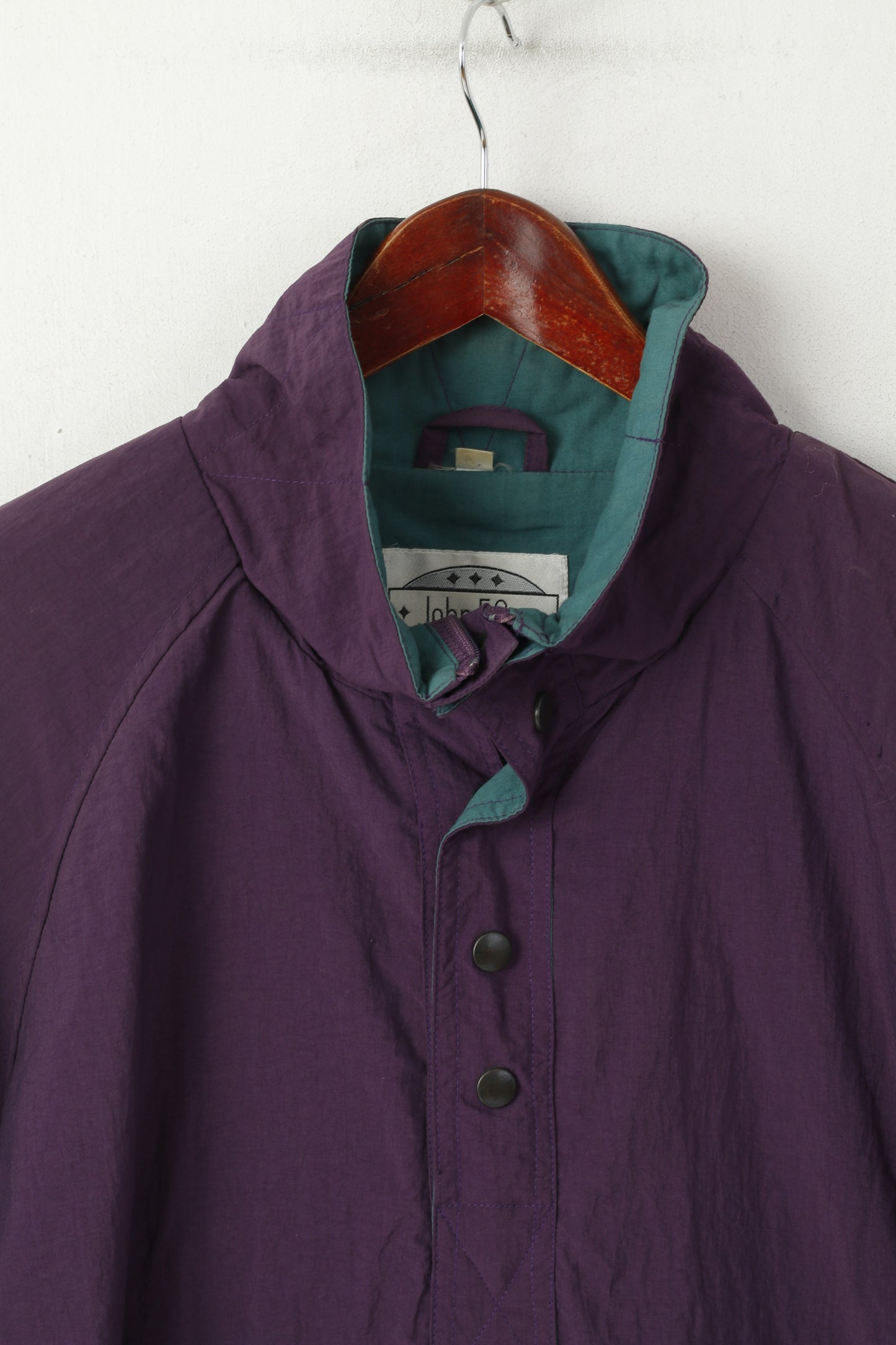 John F.Gee Men 44/46 S Jacket Purple Vintage Kangaroo Pocket Nylon Waterproof Top