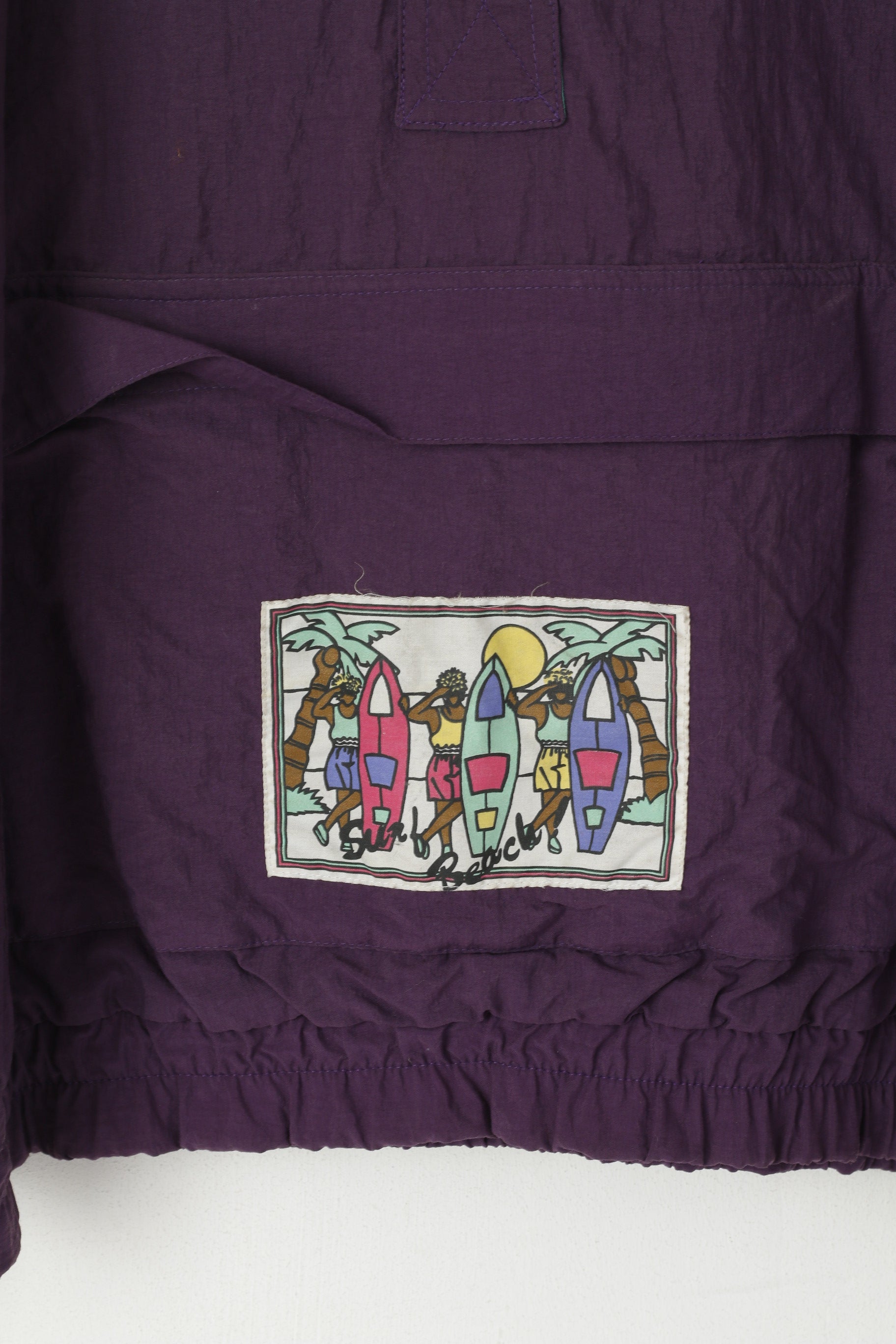 John F.Gee Men 44/46 S Jacket Purple Vintage Kangaroo Pocket Nylon Waterproof Top
