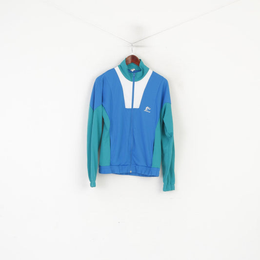 Challenge Men M Sweatshirt Blue Shiny Vintage 90s Full Zipper Sportswear Top