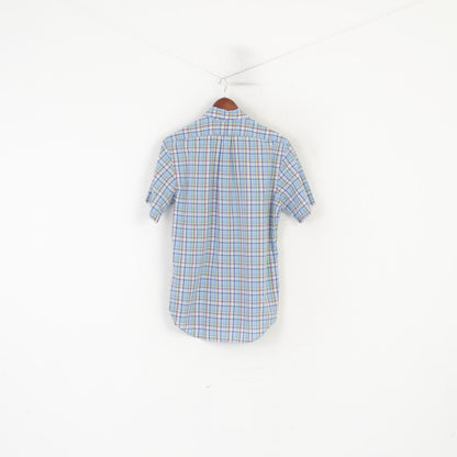 Ralph Lauren Men M Casual Shirt Blue Check Cotton Custom Fit Short Sleeve Top