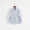 Charles Tyrwhitt Men M Casual Shirt Check Blue Cotton Long Sleeve Top