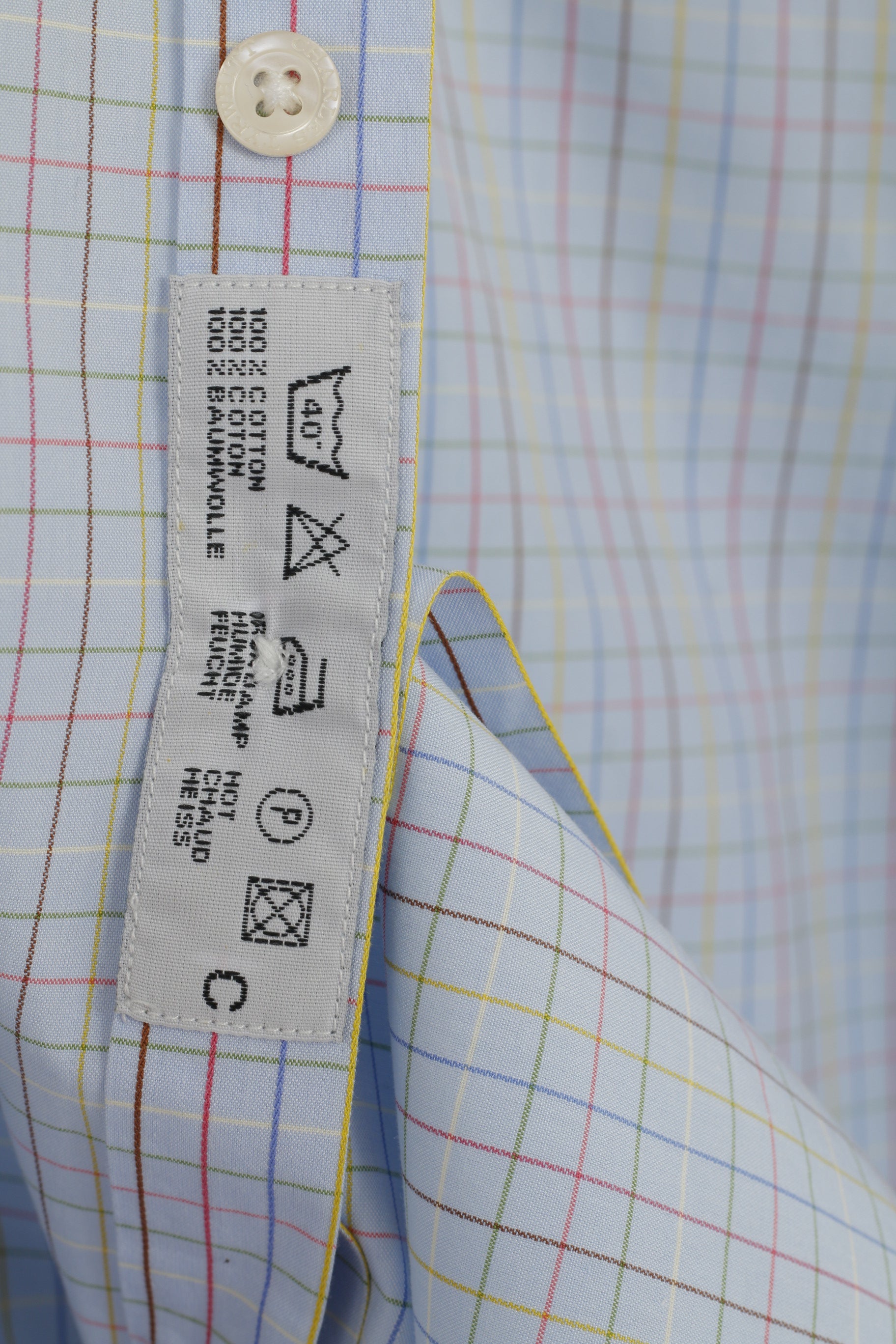 Charles Tyrwhitt Men M Casual Shirt Check Blue Cotton Long Sleeve Top