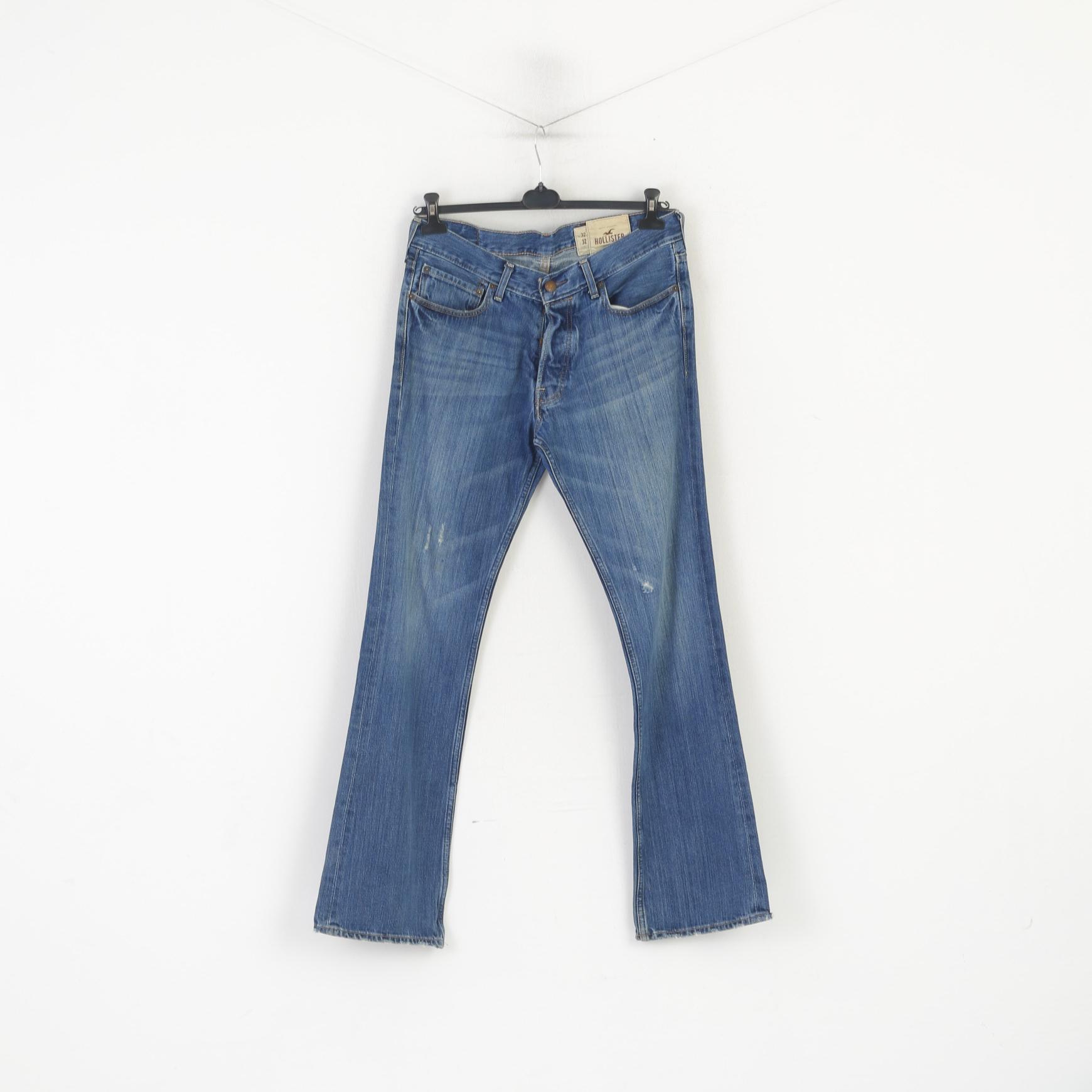 Pantaloni Hollister California Uomo 32 Jeans Pantaloni classici in denim di cotone blu navy