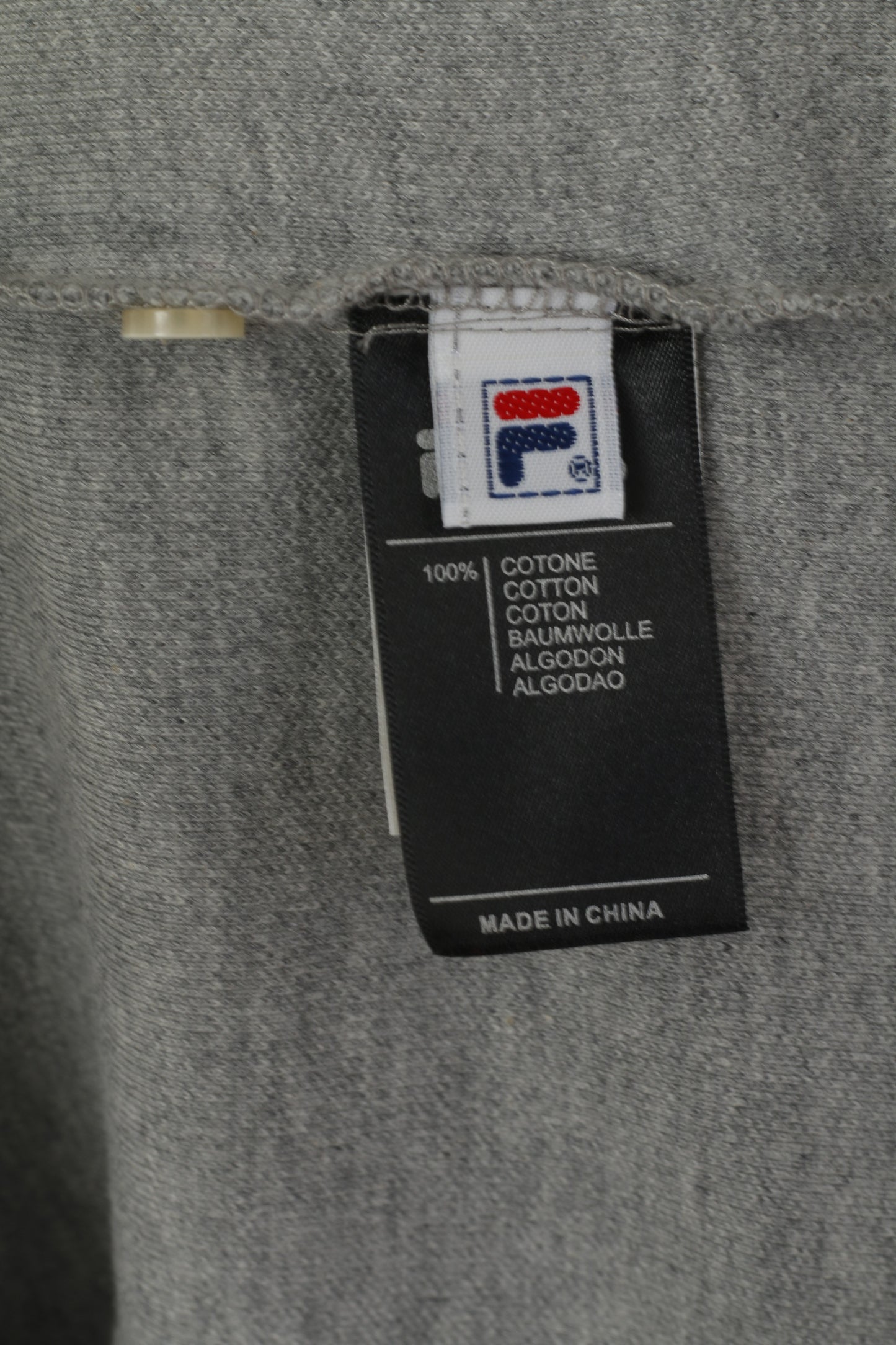 Polo Fila da uomo XL in cotone grigio tinta unita sportivo manica corta con bottoni dettagliati