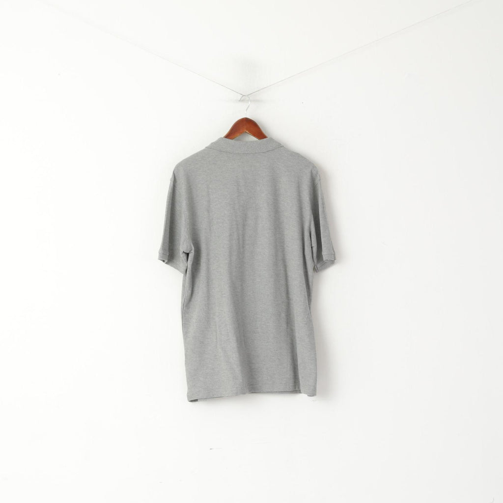 Polo Fila da uomo XL in cotone grigio tinta unita sportivo manica corta con bottoni dettagliati