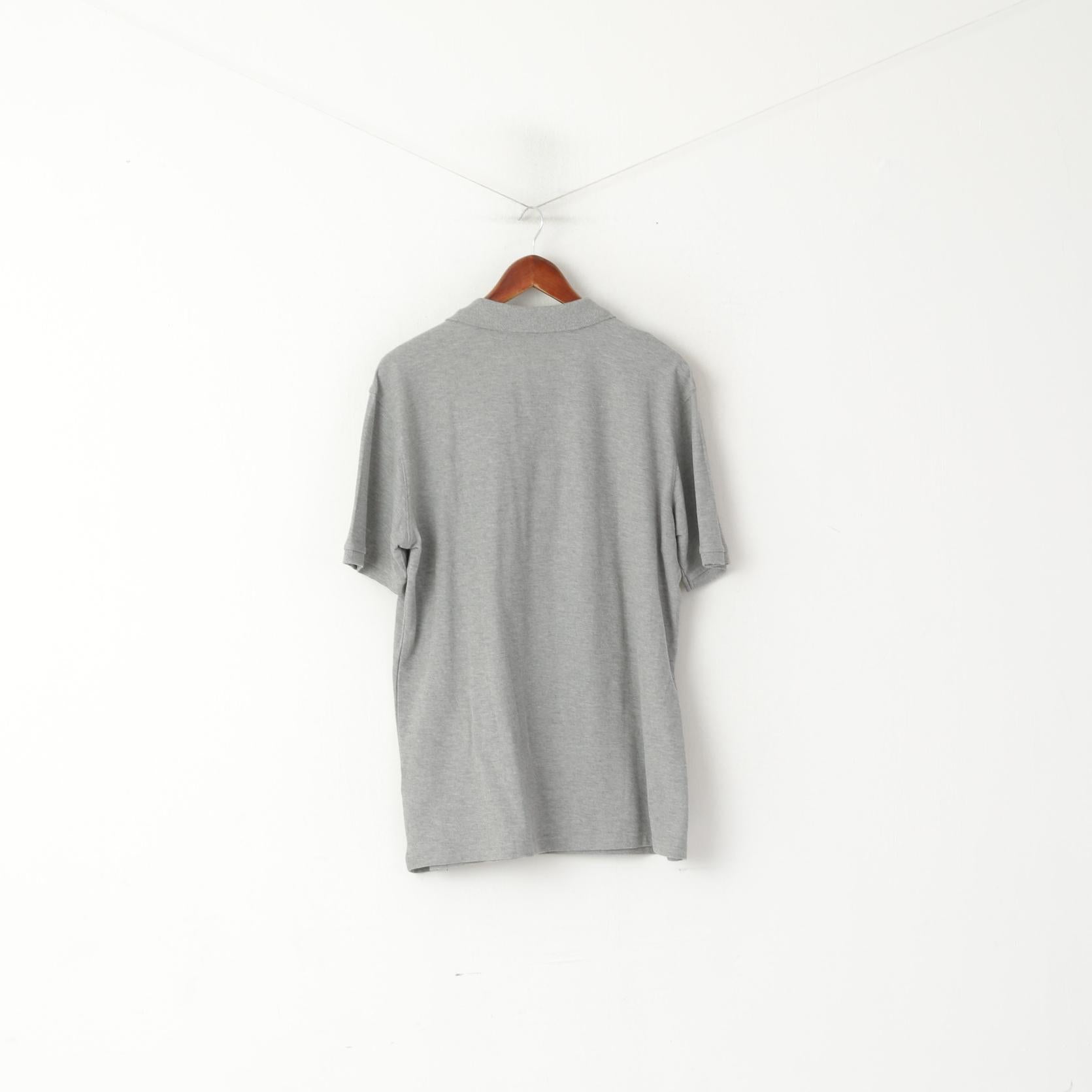 Polo Fila da uomo XL in cotone grigio tinta unita sportivo manica corta con bottoni dettagliati