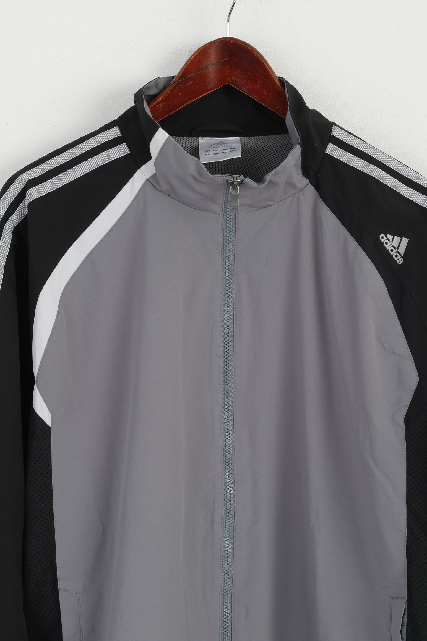 Adidas Men L Jacket Grey Lightweight Climacool Activewear Bomber Zip Up Top