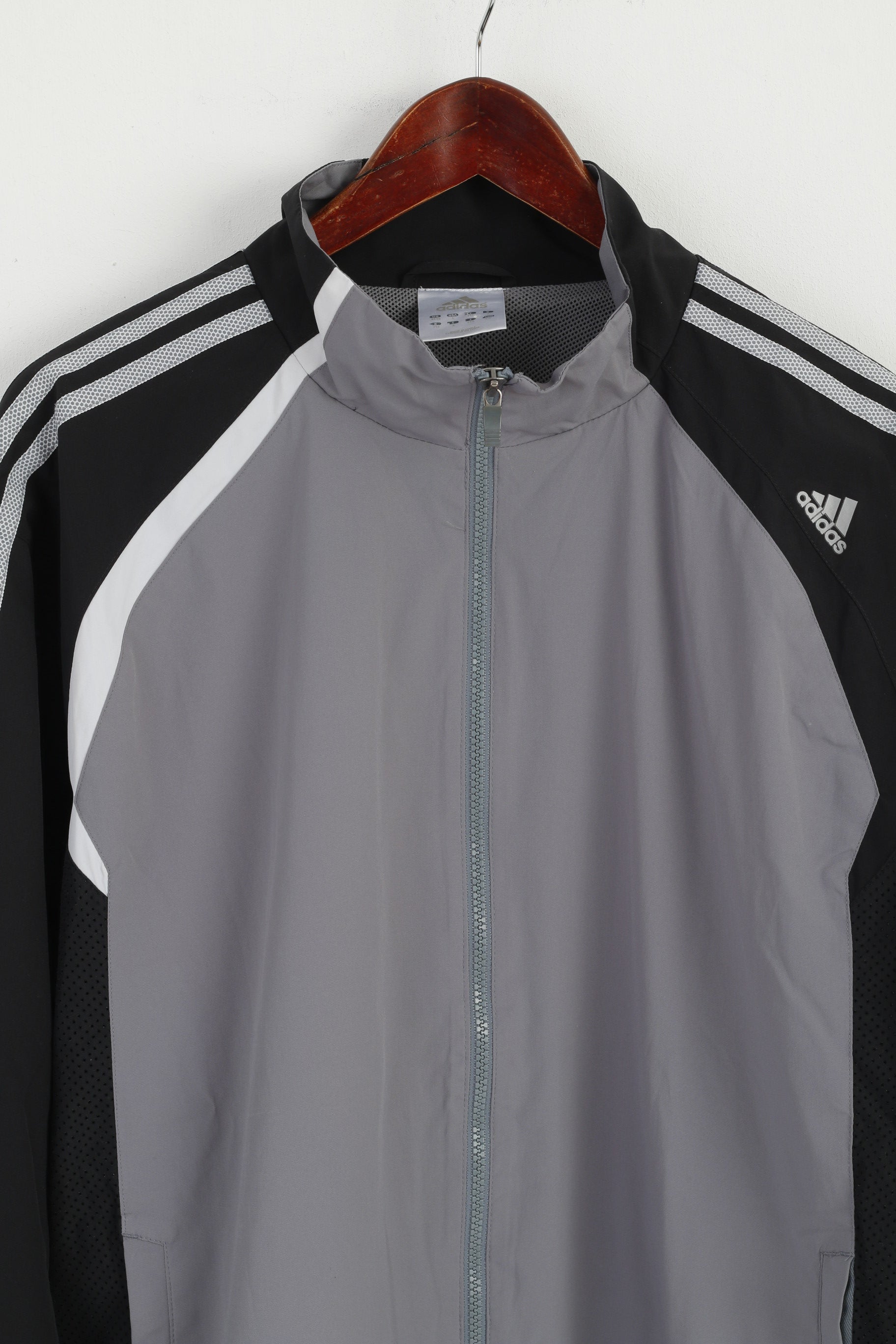 Adidas Men L Jacket Grey Lightweight Climacool Activewear Bomber Zip Up Top