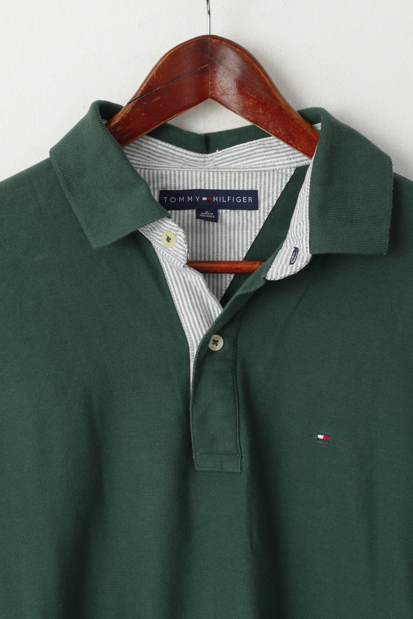 Tommy Hilfiger Men S Polo Shirt Green Cotton Plain Short Sleeve Fit Top