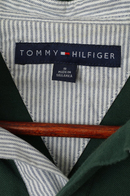 Tommy Hilfiger Polo pour homme en coton vert uni à manches courtes