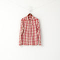 Lee Men XL Casual Shirt Red Cotton Check Popper Buttons Long Sleeve Bull Top