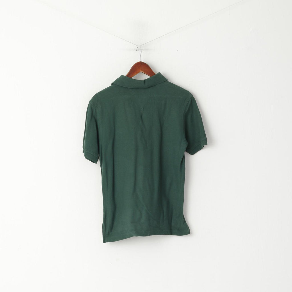 Tommy Hilfiger Men S Polo Shirt Green Cotton Plain Short Sleeve Fit Top