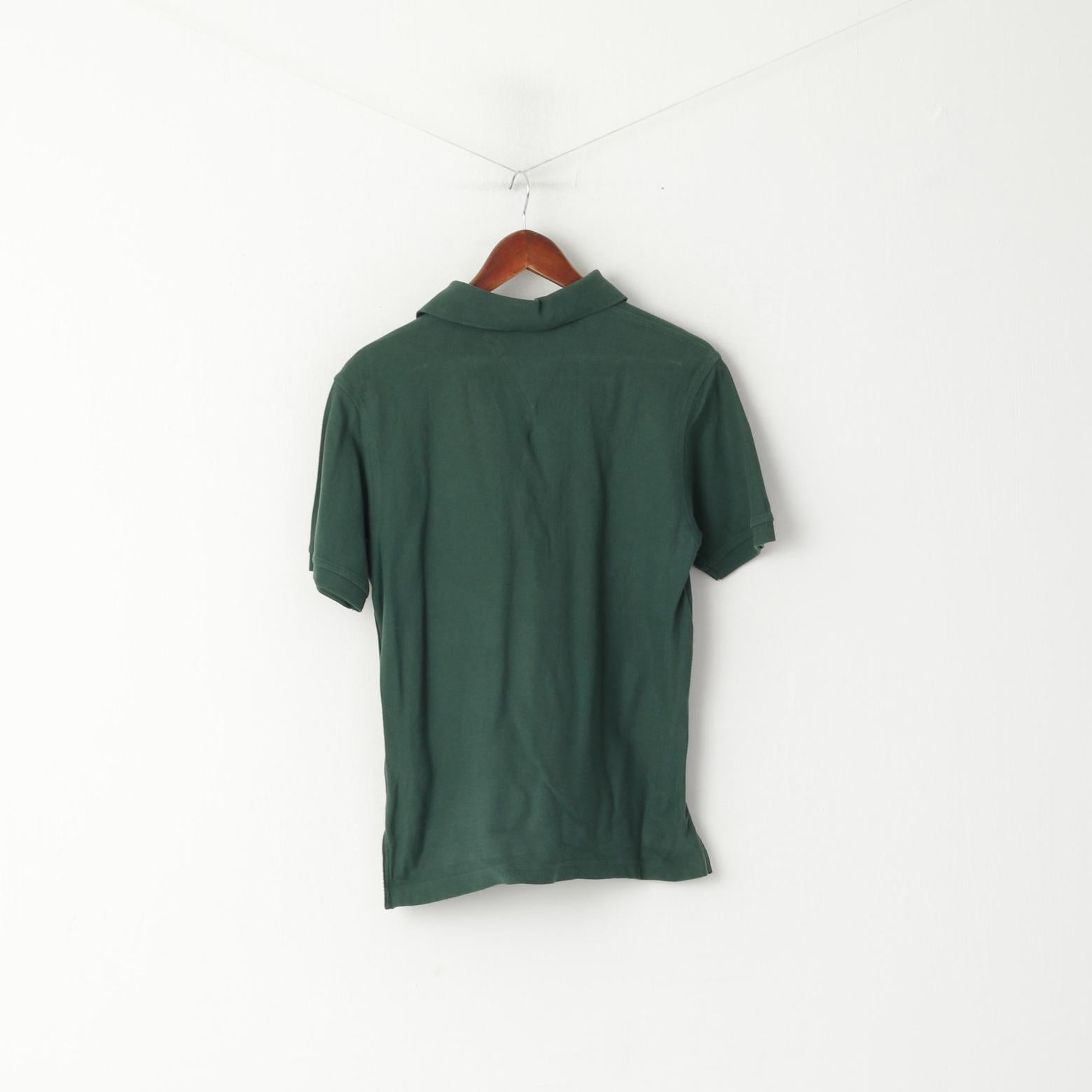 Tommy Hilfiger Men S Polo Shirt Green Cotton Plain Short Sleeve Fit Top