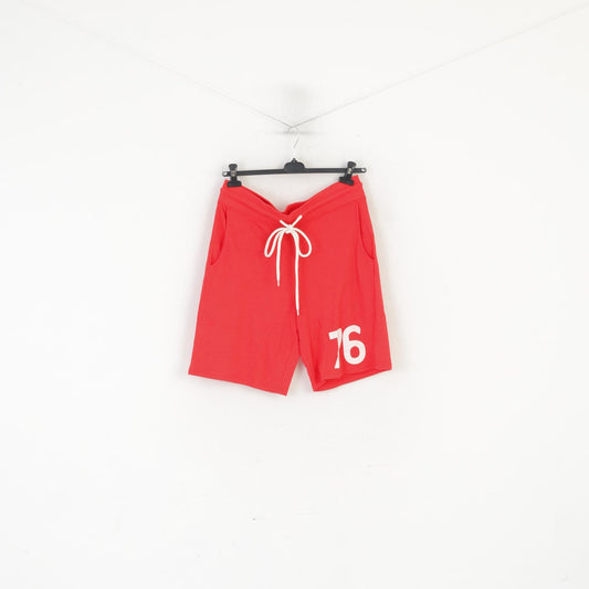 Jimmi Jamms Uomo L Pantaloncini Rosso Cotone Abbigliamento sportivo Palestra Allenamento #76