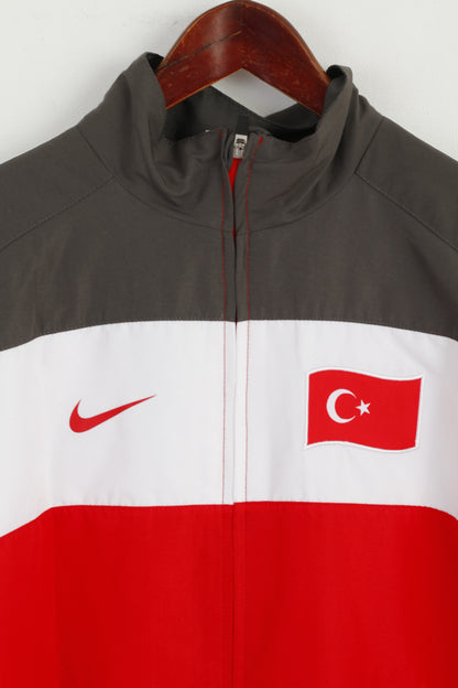 Nike Men L Jacket Red Turkey National Team Football Full Ziper Activewear Top