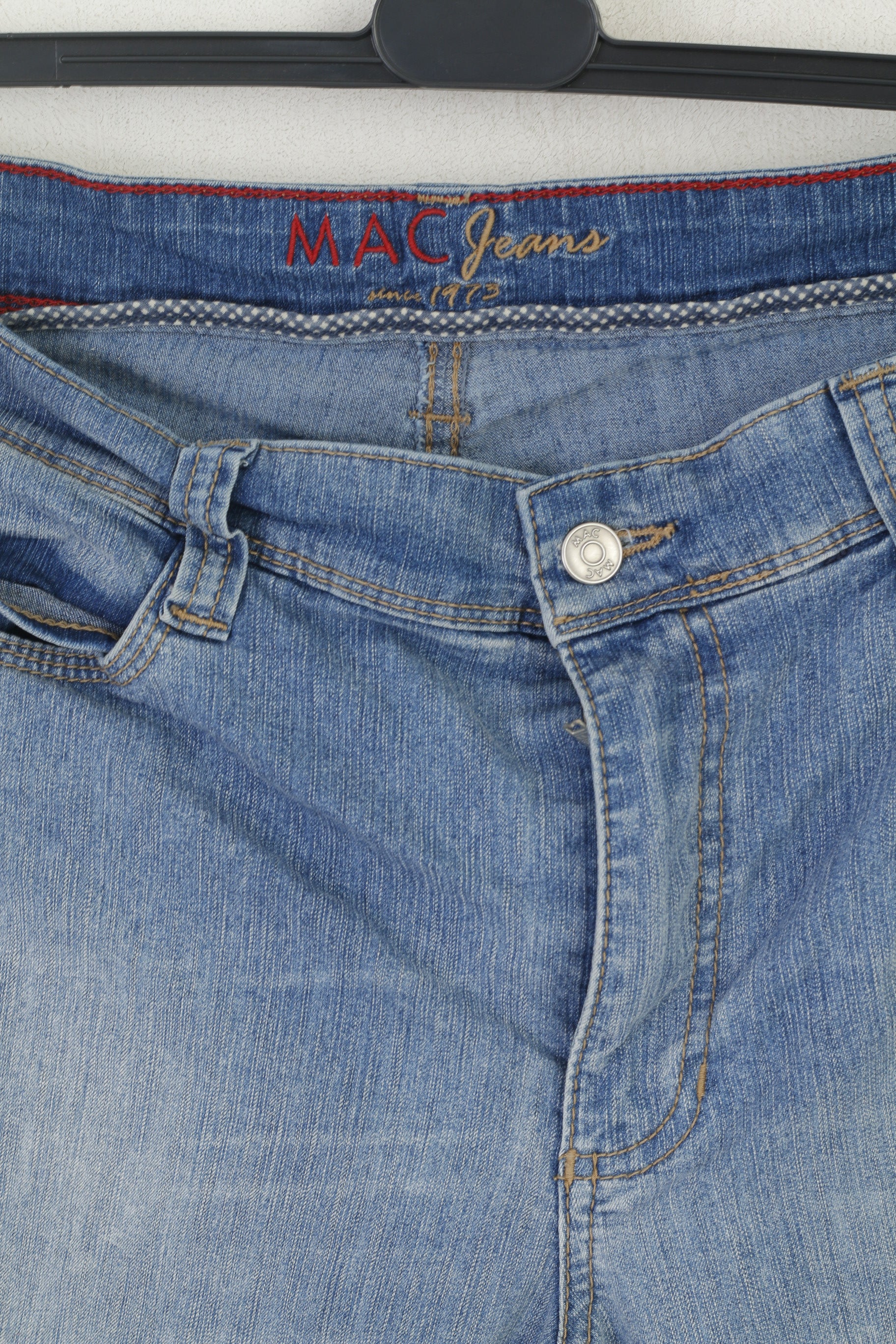 MAC Jeans Femme 32 Pantalon Jeans Bleu Coton Jambe Droite Taille Haute