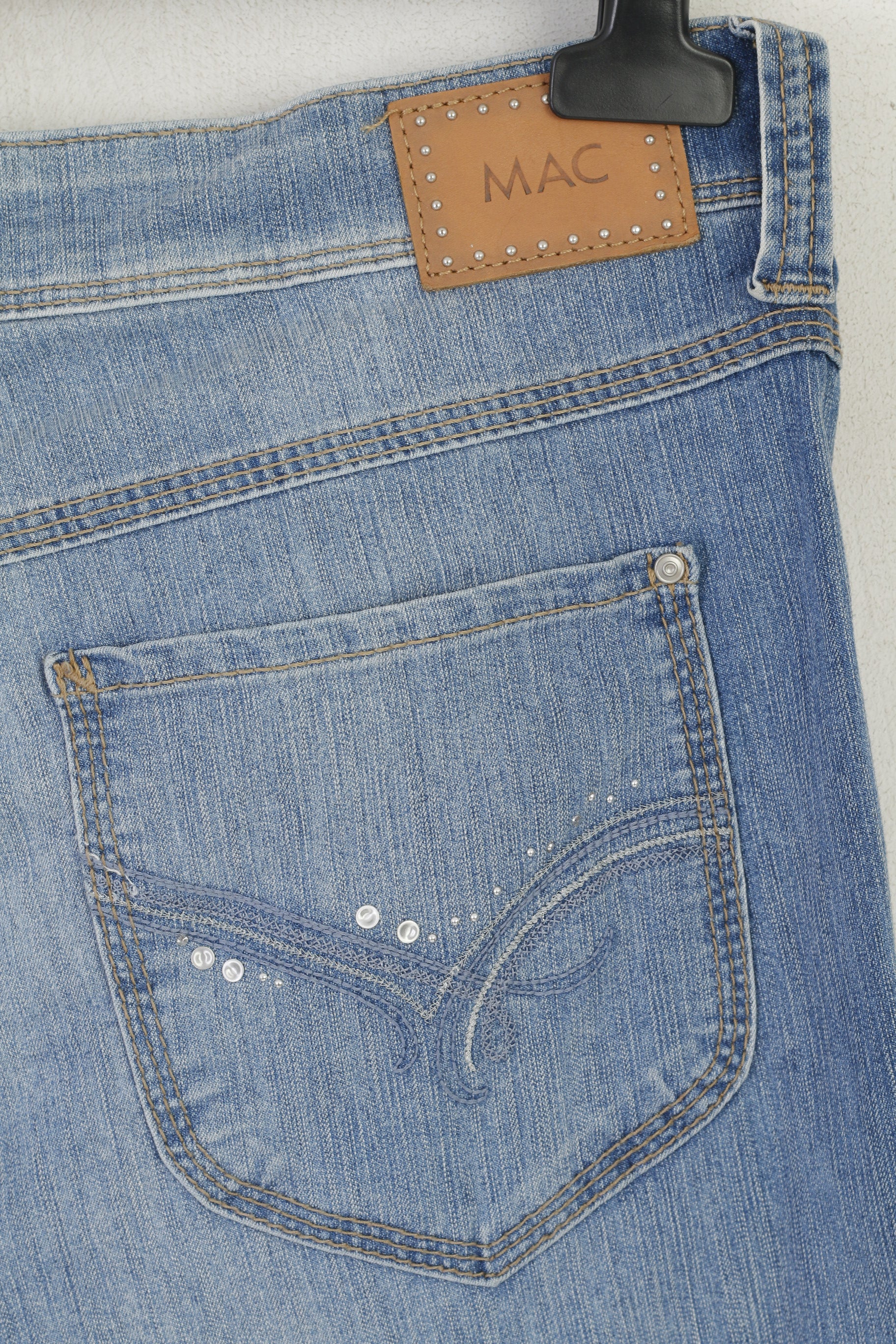 MAC Jeans Femme 32 Pantalon Jeans Bleu Coton Jambe Droite Taille Haute