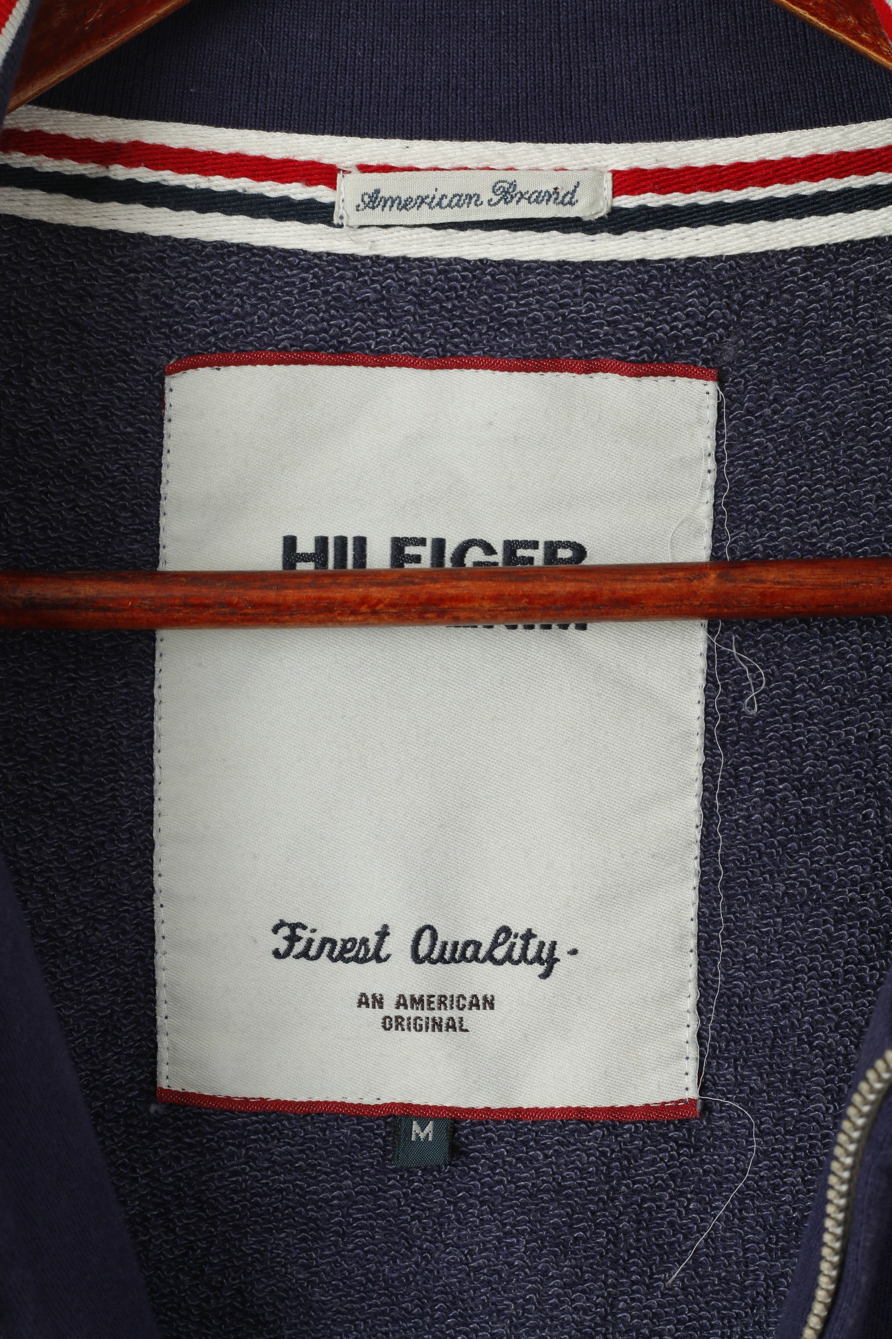 Hilfiger Denim Men M Sweatshirt Marine Coton New York Full Zipper Sport Top
