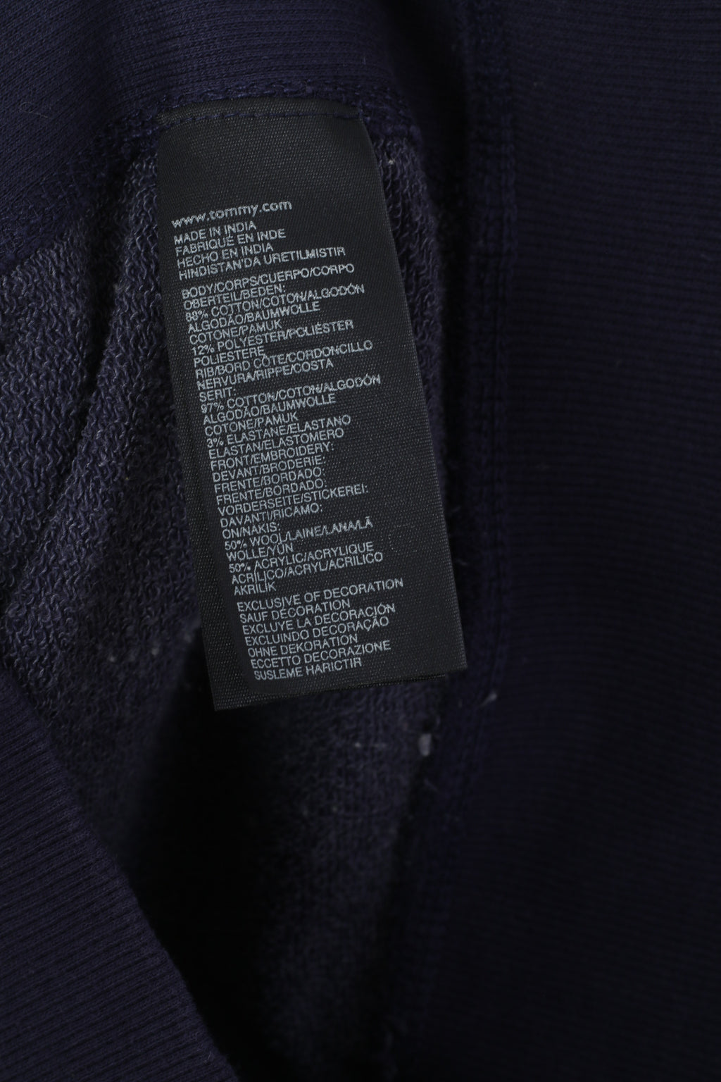 Hilfiger Denim Men M Sweatshirt Marine Coton New York Full Zipper Sport Top