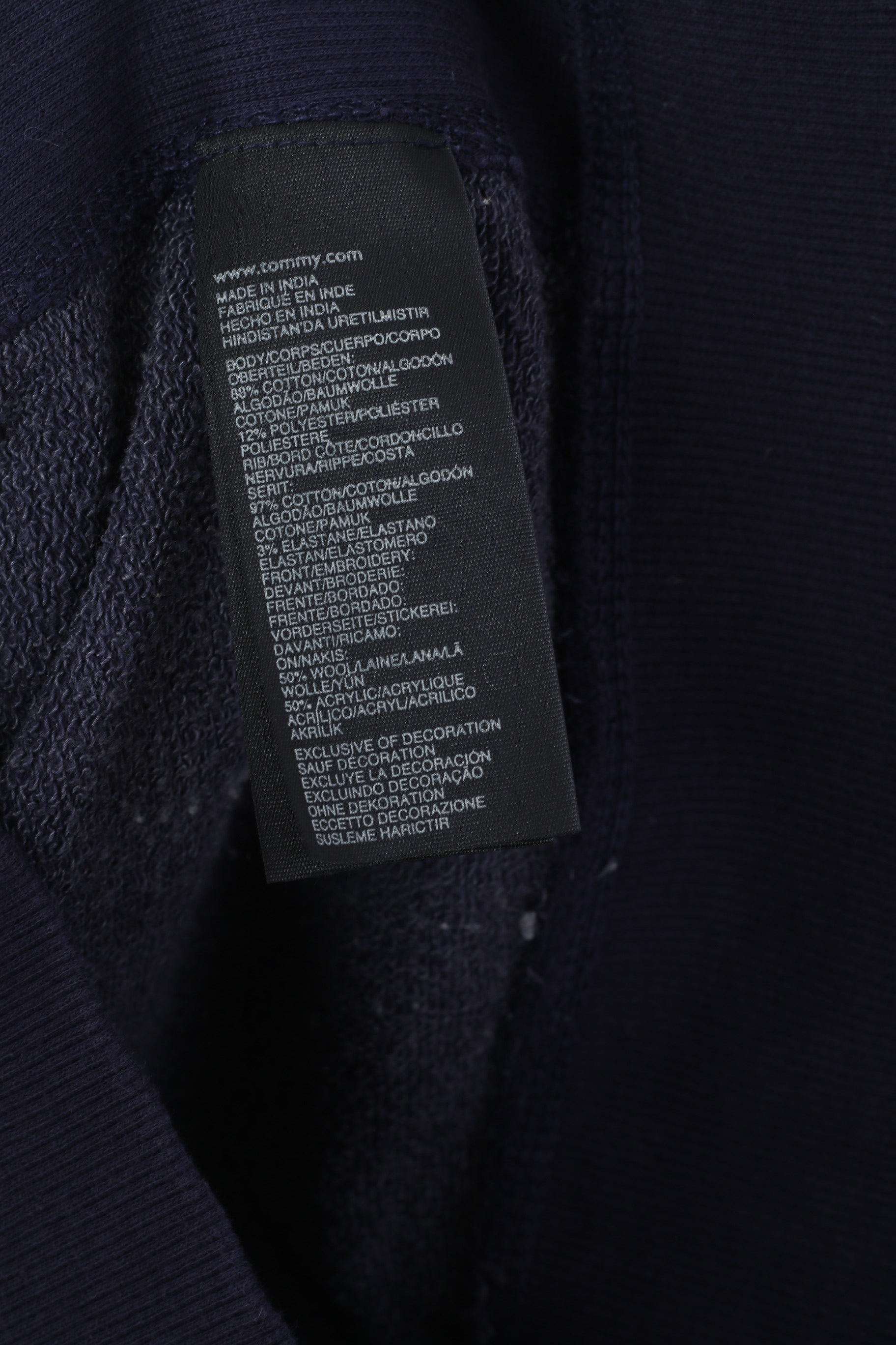 Hilfiger Denim Men M Sweatshirt Marine Coton New York Full Zipper Sport Top