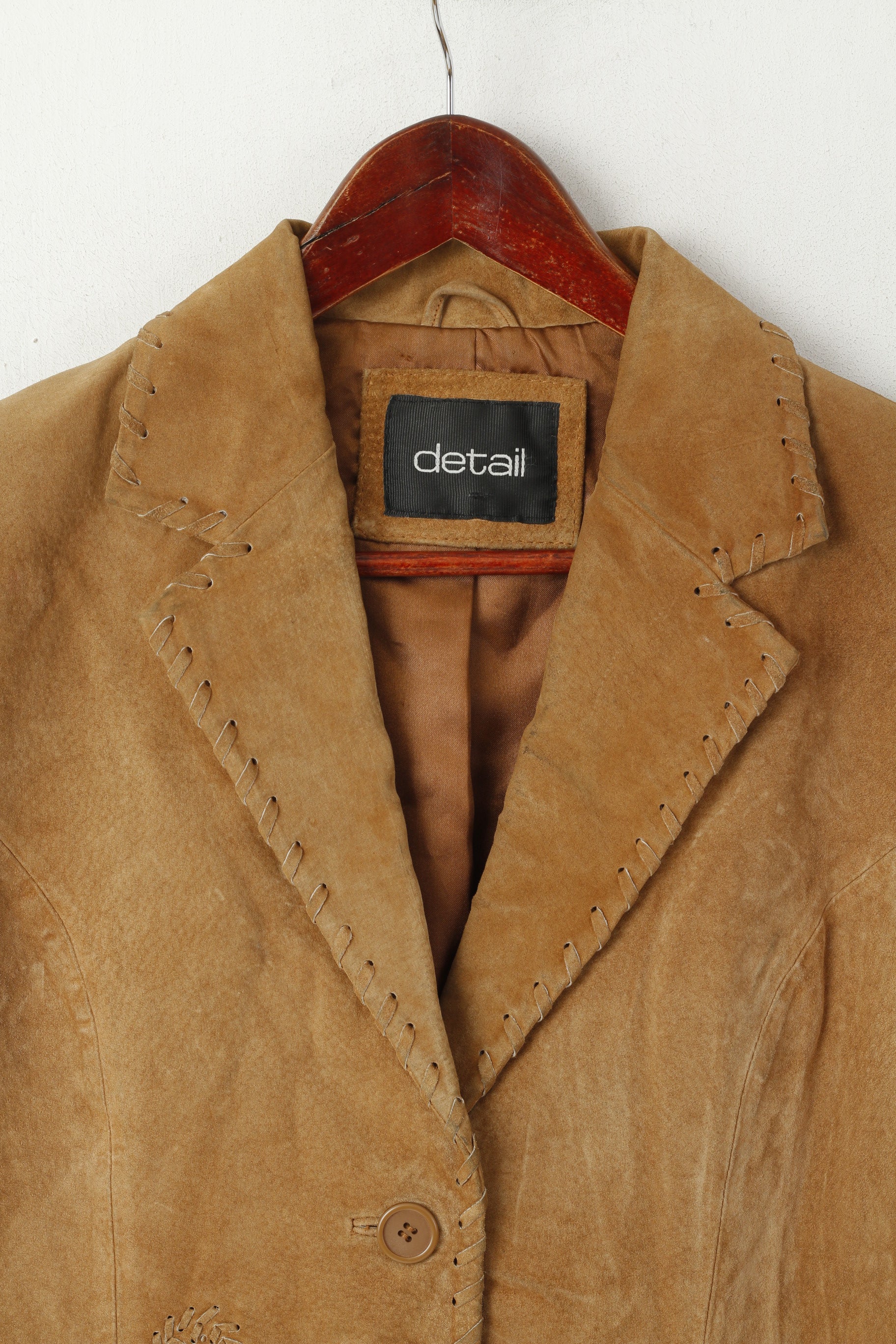 Détail femmes 14 40 M veste marron Vintage cuir daim Western ornements haut