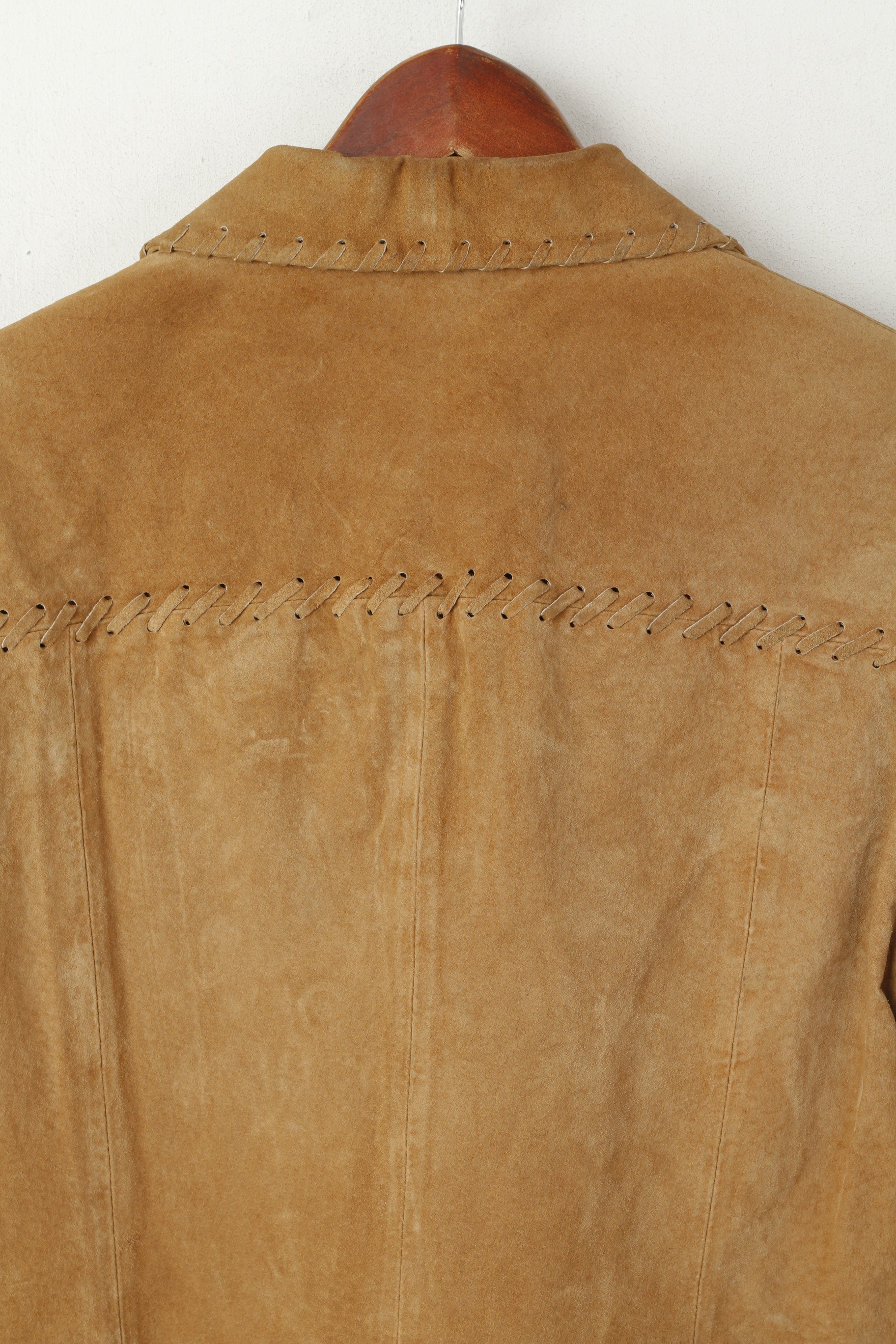 Détail femmes 14 40 M veste marron Vintage cuir daim Western ornements haut