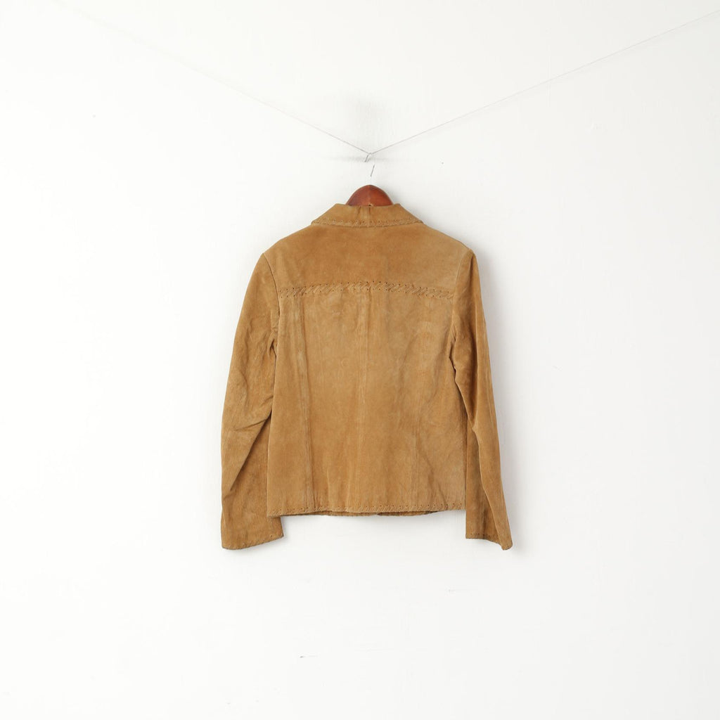 Détail femmes 14 40 M veste marron Vintage cuir daim Western ornements haut