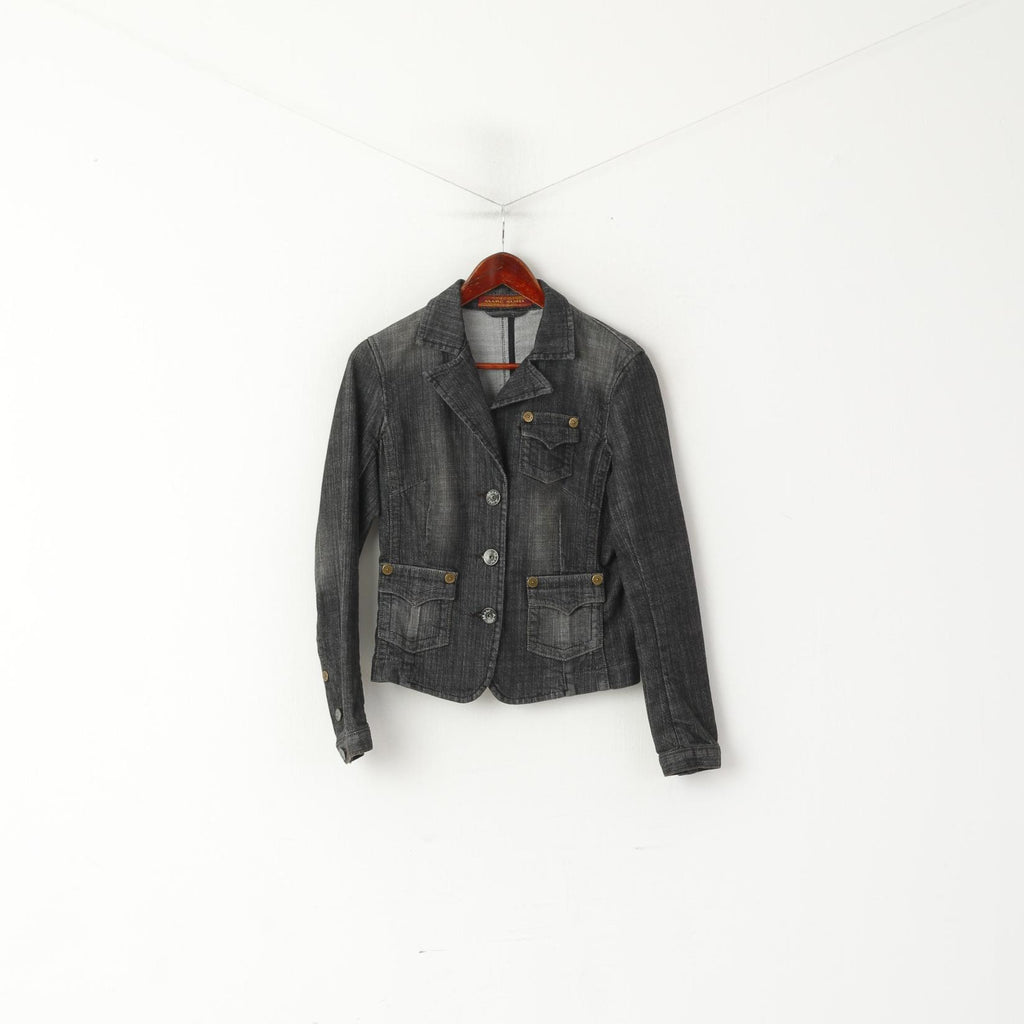 Marc Aurel Femme 36 S Veste En Jean Gris Coton Jeans Blazer Simple Boutonnage
