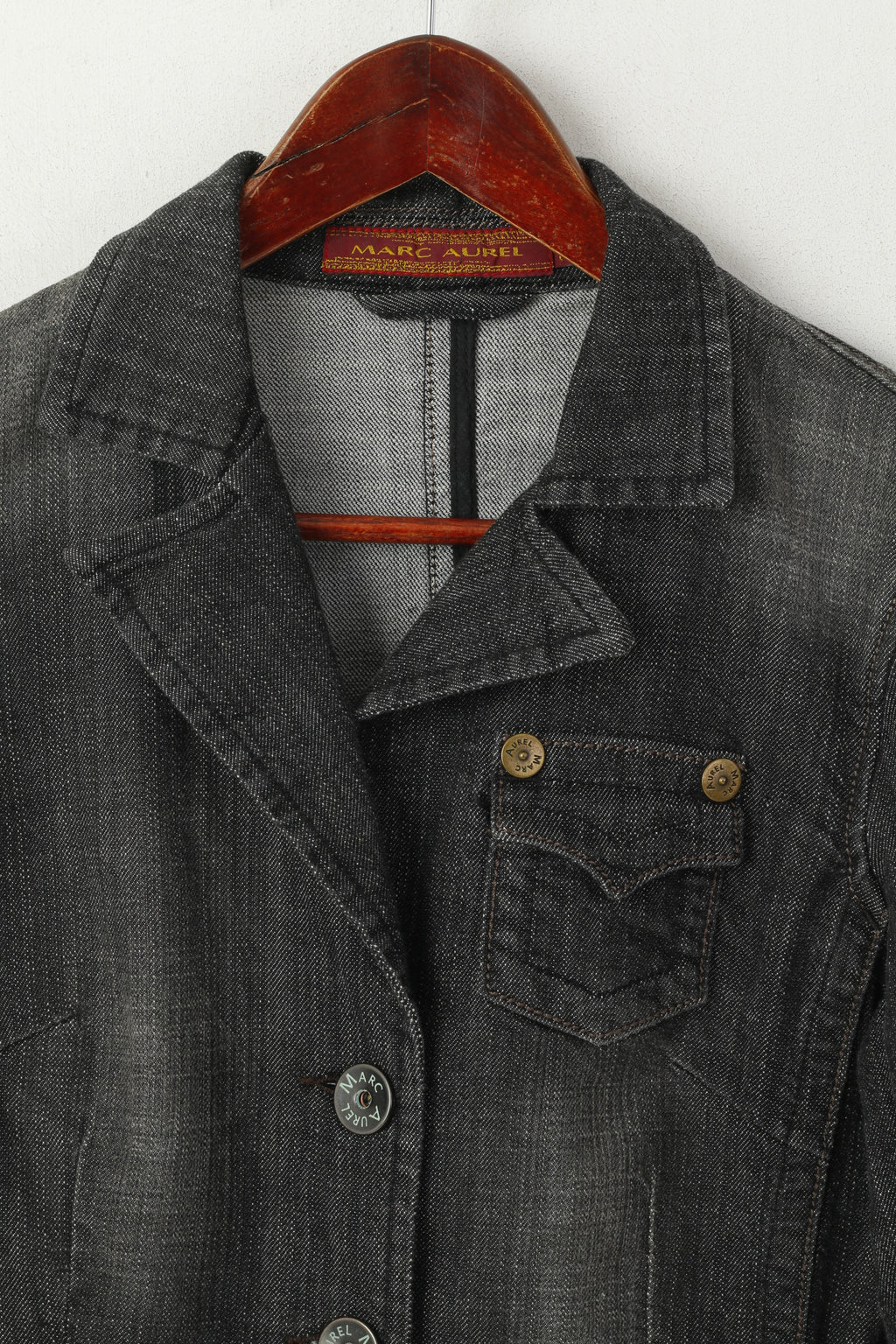 Marc Aurel Femme 36 S Veste En Jean Gris Coton Jeans Blazer Simple Boutonnage