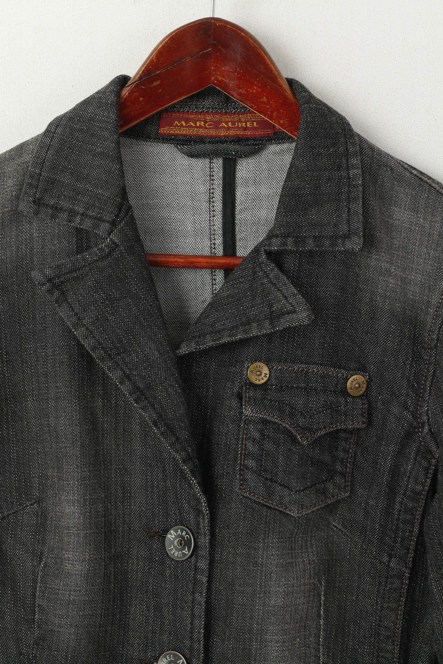 Marc Aurel Femme 36 S Veste En Jean Gris Coton Jeans Blazer Simple Boutonnage