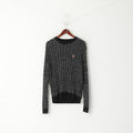 Soviet Men M Jumper Black Knitted Cotton Blend Russian Built Classic Sweater