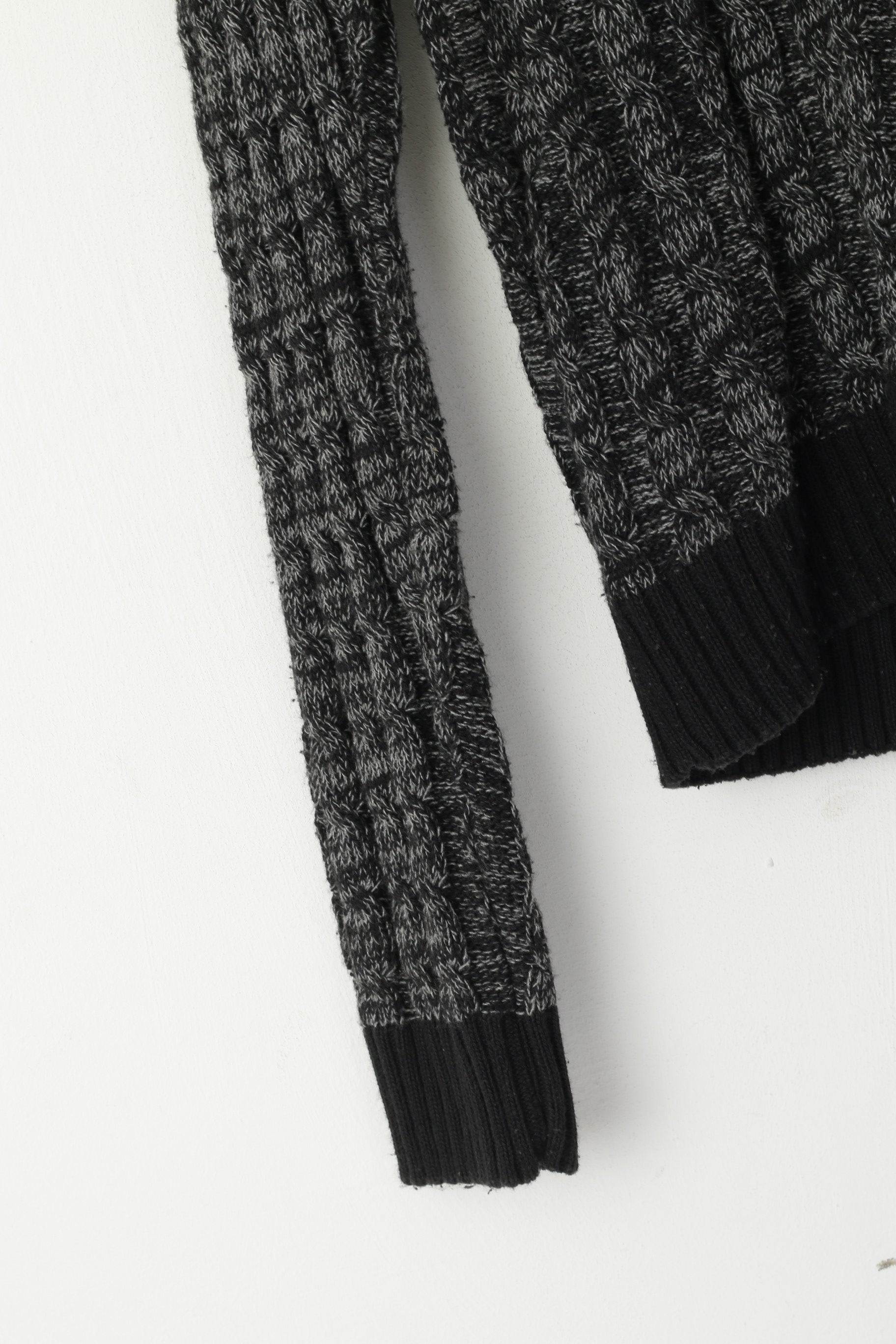 Soviétique Hommes M Jumper Noir Tricoté Coton Mélange Russe Construit Pull Classique