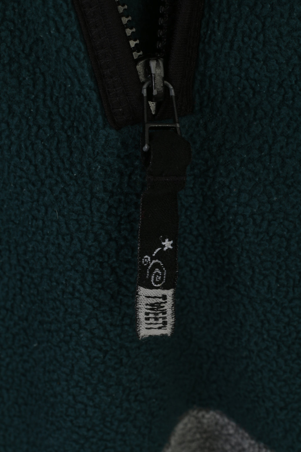 Vintage Women 18 20 Fleece Top Green Tweety Zip Neck Pullover Sweatshirt