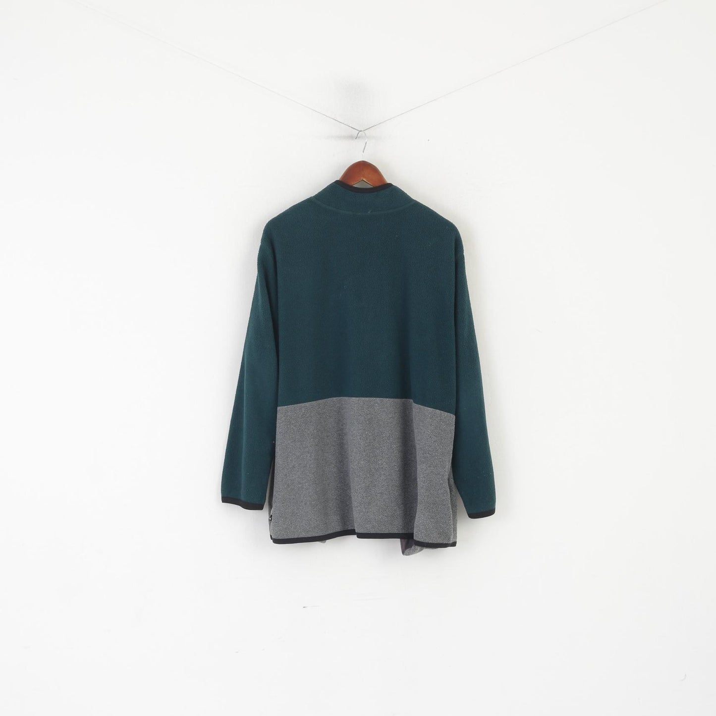 Vintage Women 18 20 Fleece Top Green Tweety Zip Neck Pullover Sweatshirt