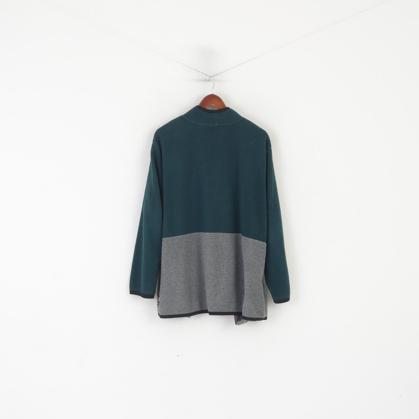 Vintage Women 18 20 Fleece Top Green Tweety Zip Neck Pullover Sweatshirt