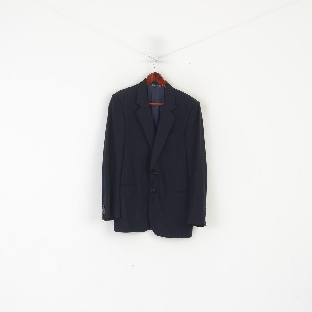 Nino Danieli Men 50 40 Blazer Navy Striped Wool Made in Italy Single Breasted Jacket