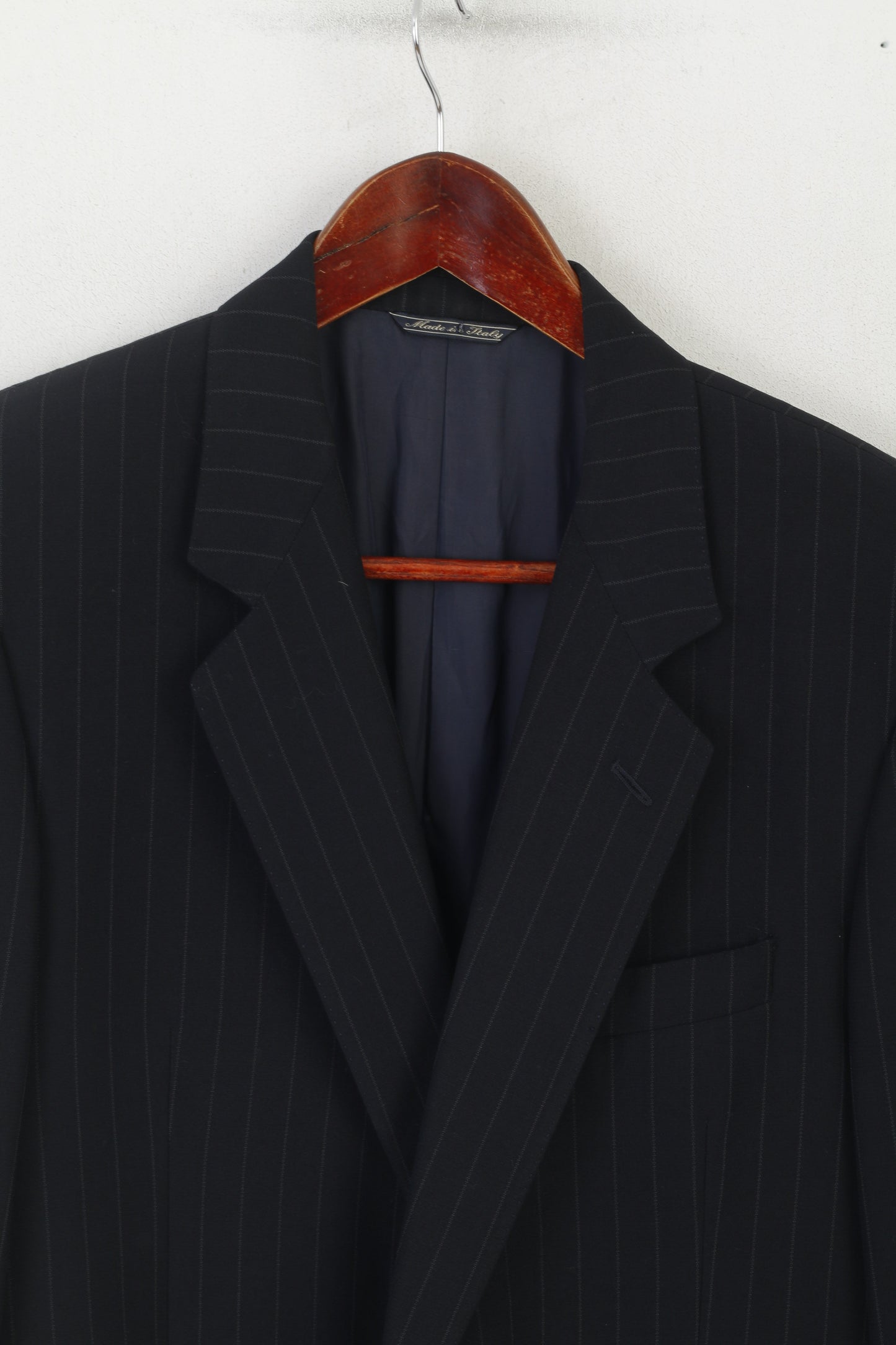 Nino Danieli Men 50 40 Blazer Navy Striped Wool Made in Italy Single Breasted Jacket