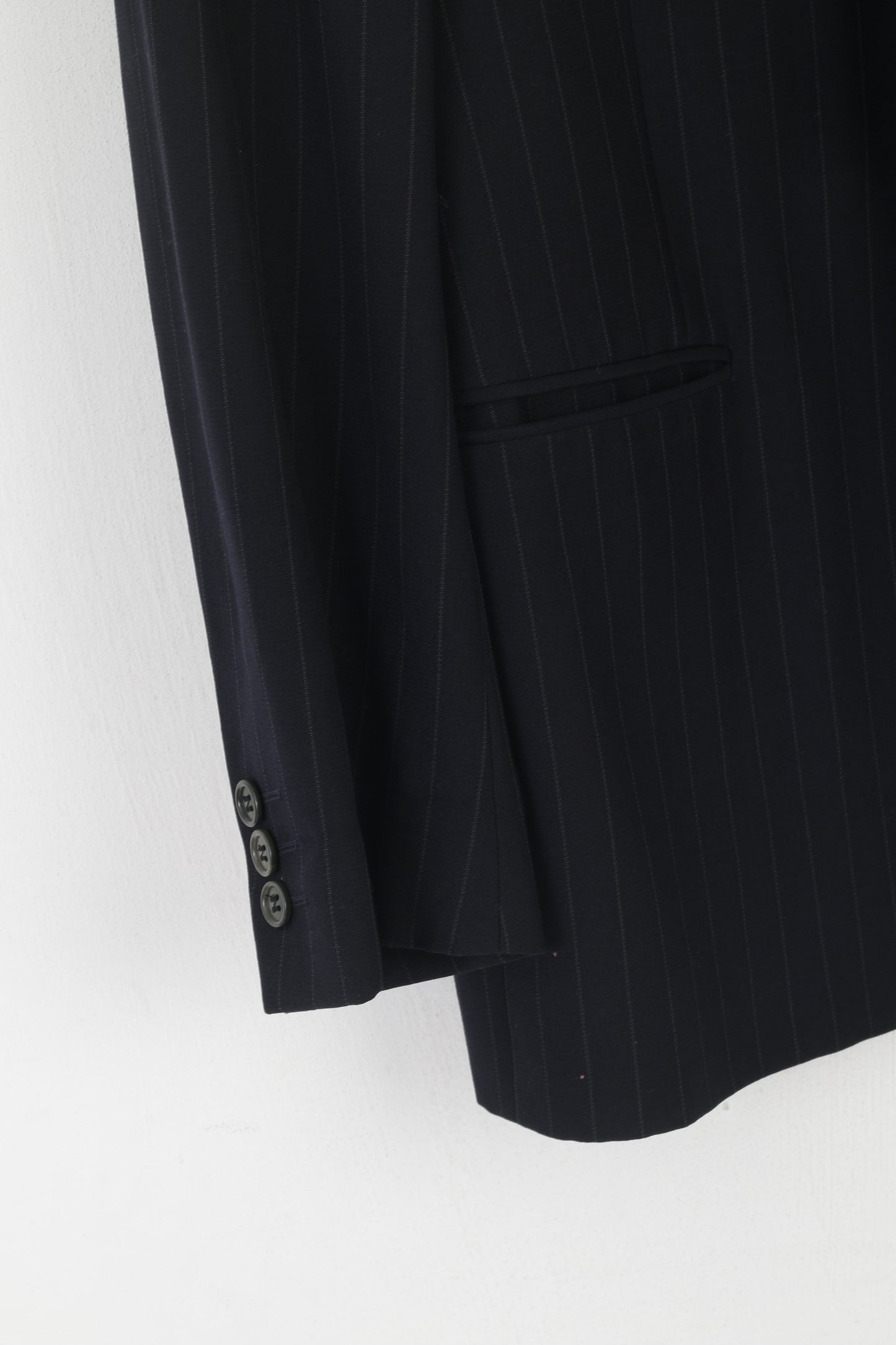 Nino Danieli Men 50 40 Blazer Navy Striped Wool Made in Italy Single Breasted Jacket