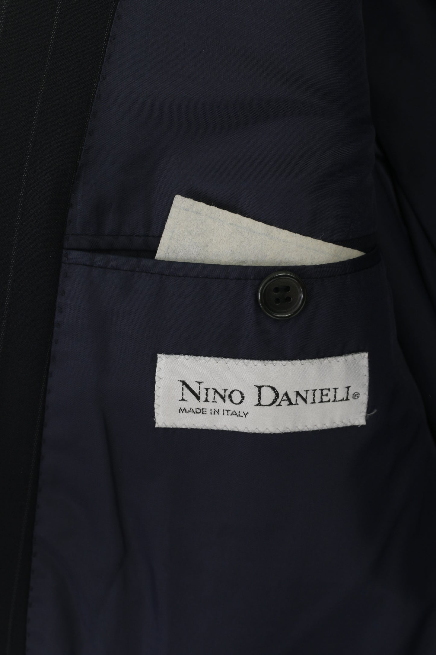 Nino Danieli Hommes 50 40 Blazer Marine Rayé Laine Fabriqué en Italie Veste Simple Boutonnage