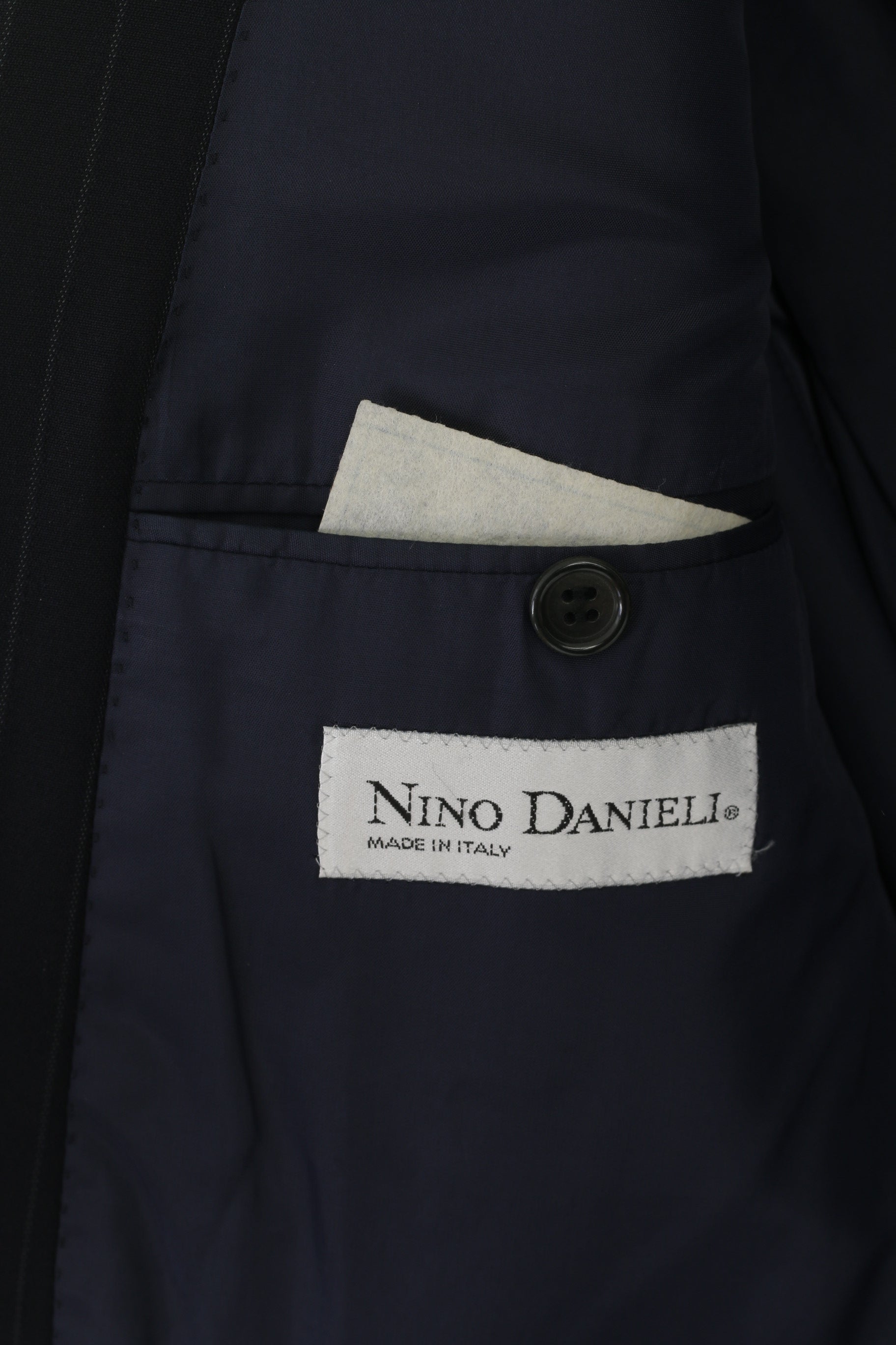 Nino Danieli Men 50 40 Blazer Navy Striped Wool Made in Italy Single Breasted Jacket
