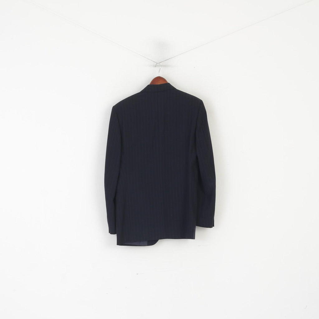 Nino Danieli Men 50 40 Blazer Navy Striped Wool Made in Italy Single Breasted Jacket