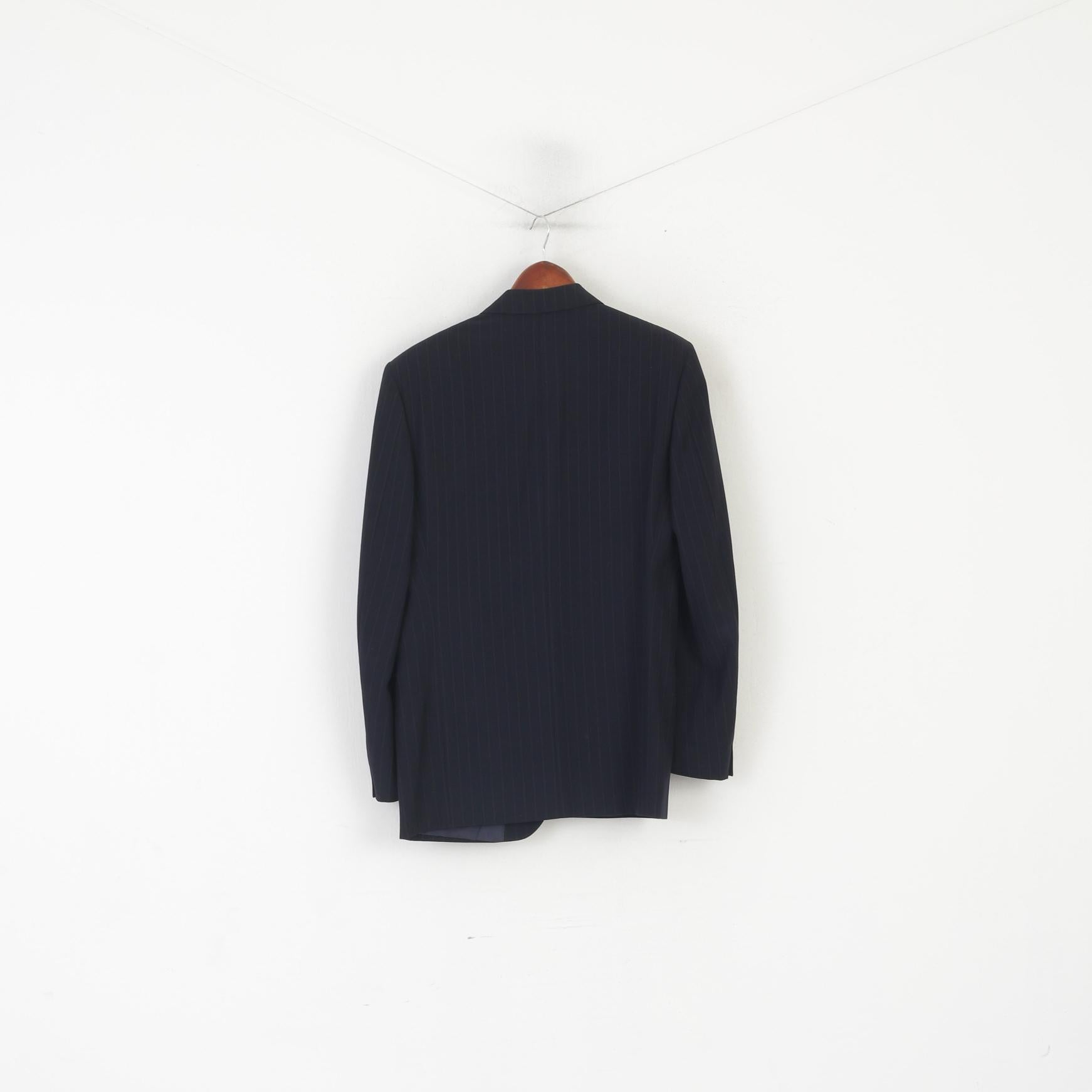 Nino Danieli Men 50 40 Blazer Navy Striped Wool Made in Italy Single Breasted Jacket