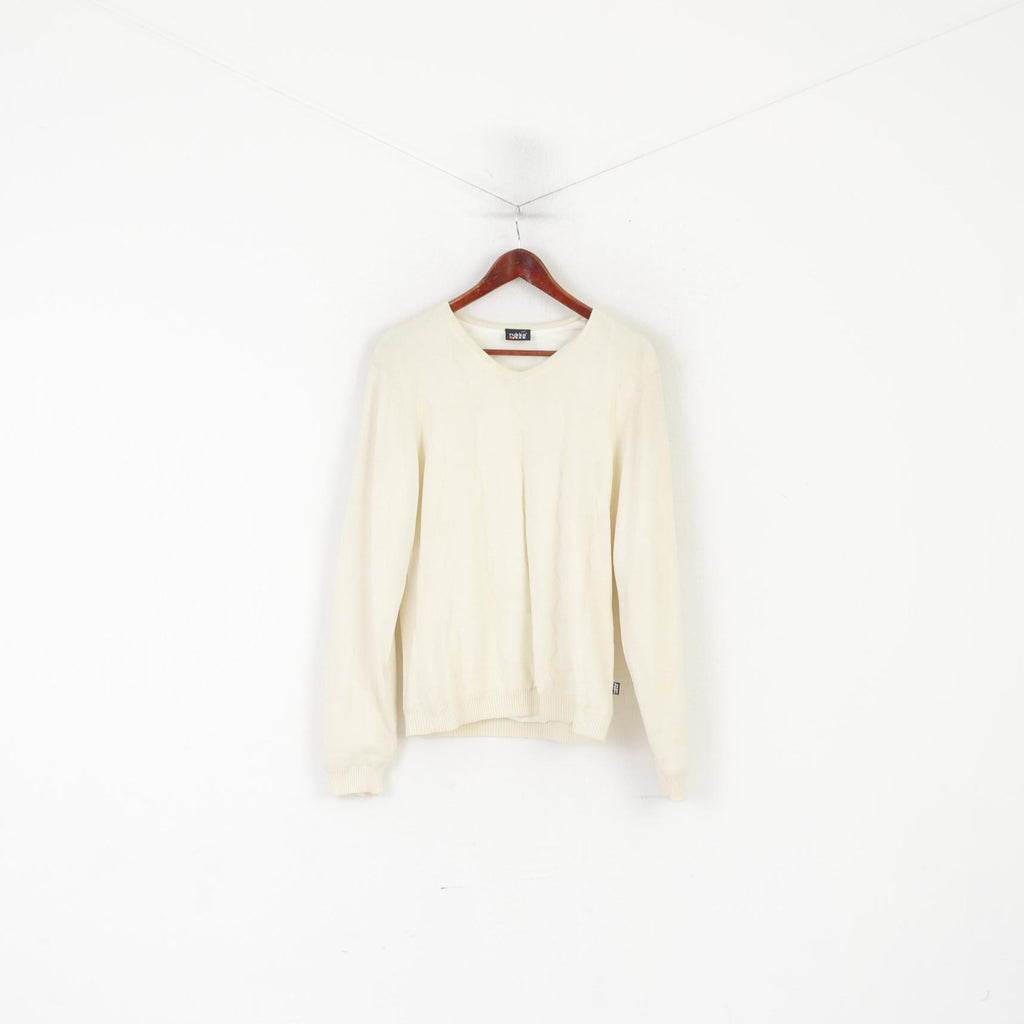 Rukka Femme 42 XL Outdoor Jumper Crème Col V Laine Étoile Sport Pull